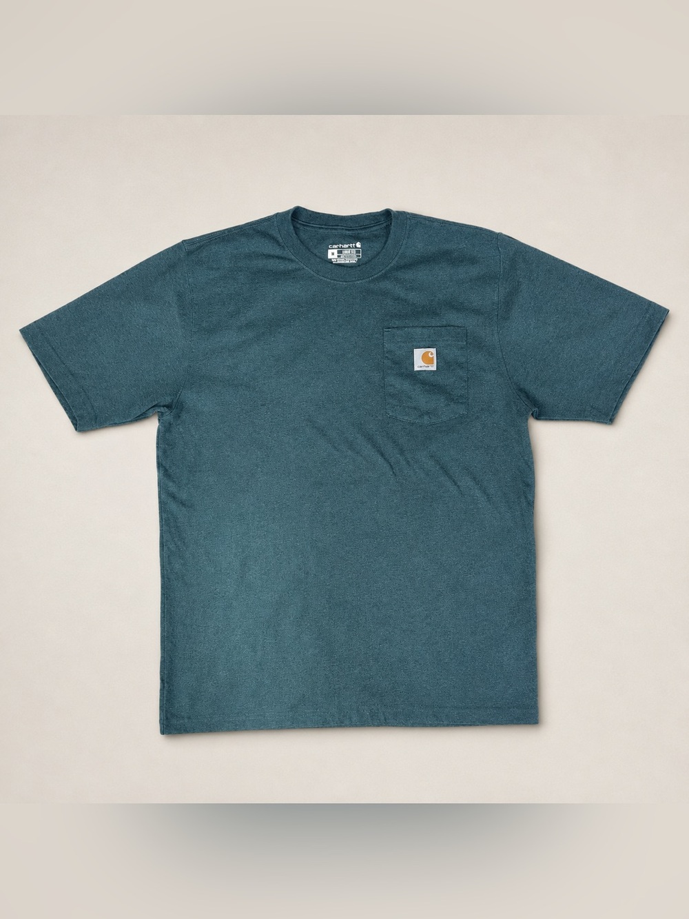 Gorpcore workwear earthy green heather Carhartt K87 pocket tshirt, sz men’s M